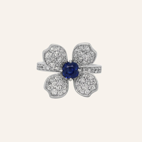 Floral Blue Sapphire Ring