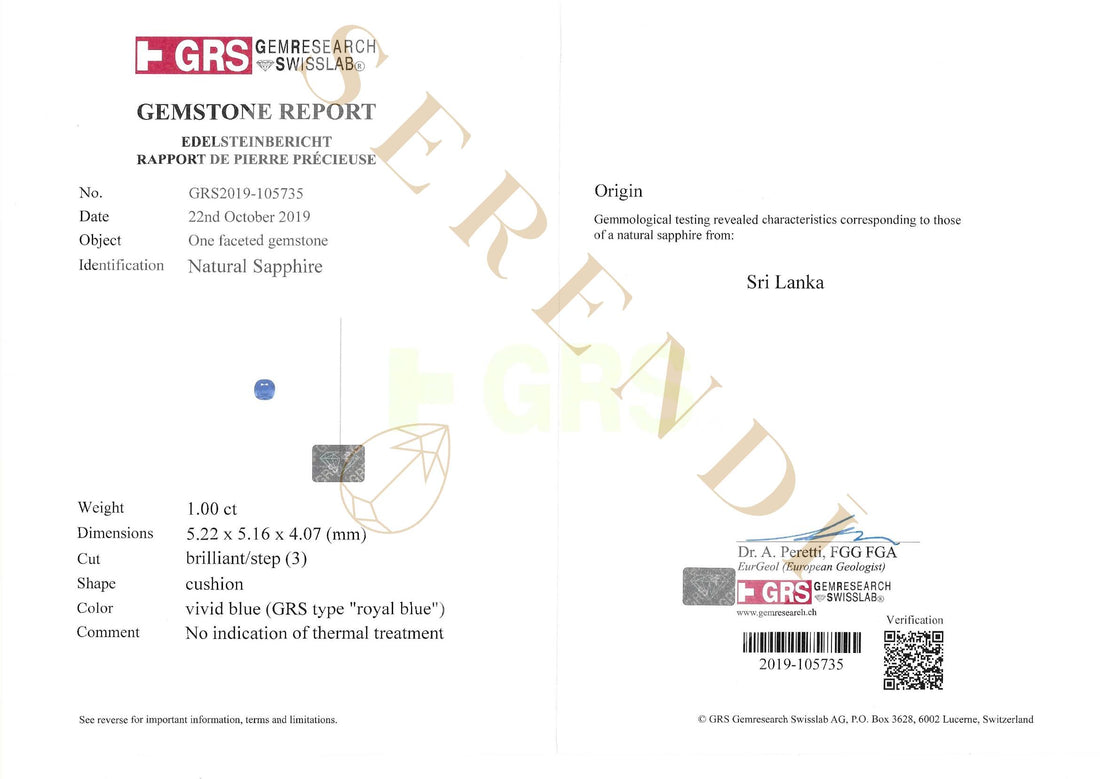 Floral Blue Sapphire Ring — GRS certificate