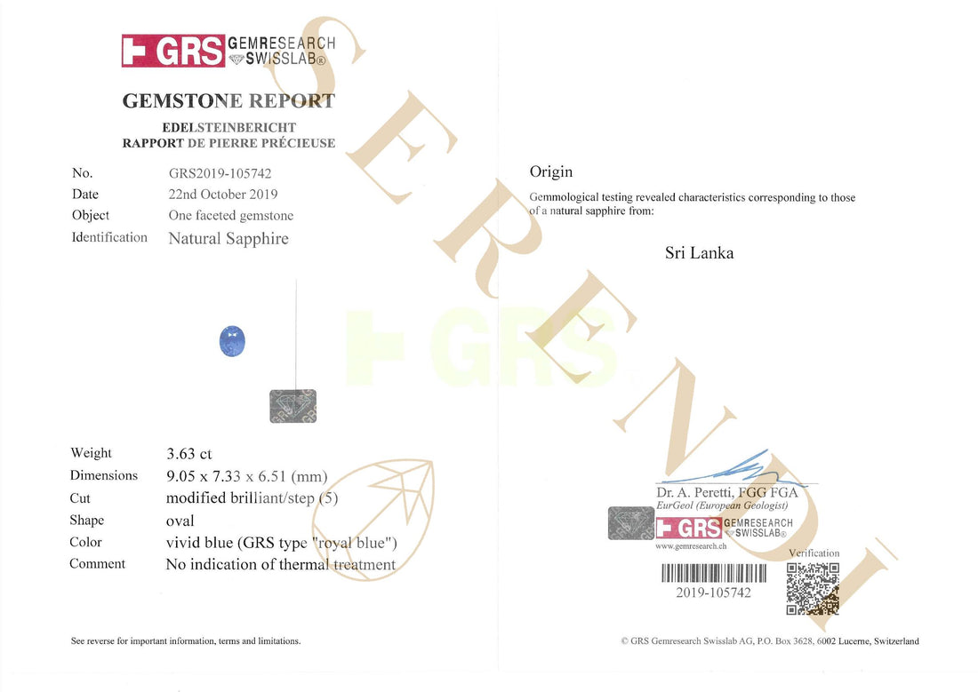 Blue Elysian — GRS certificate