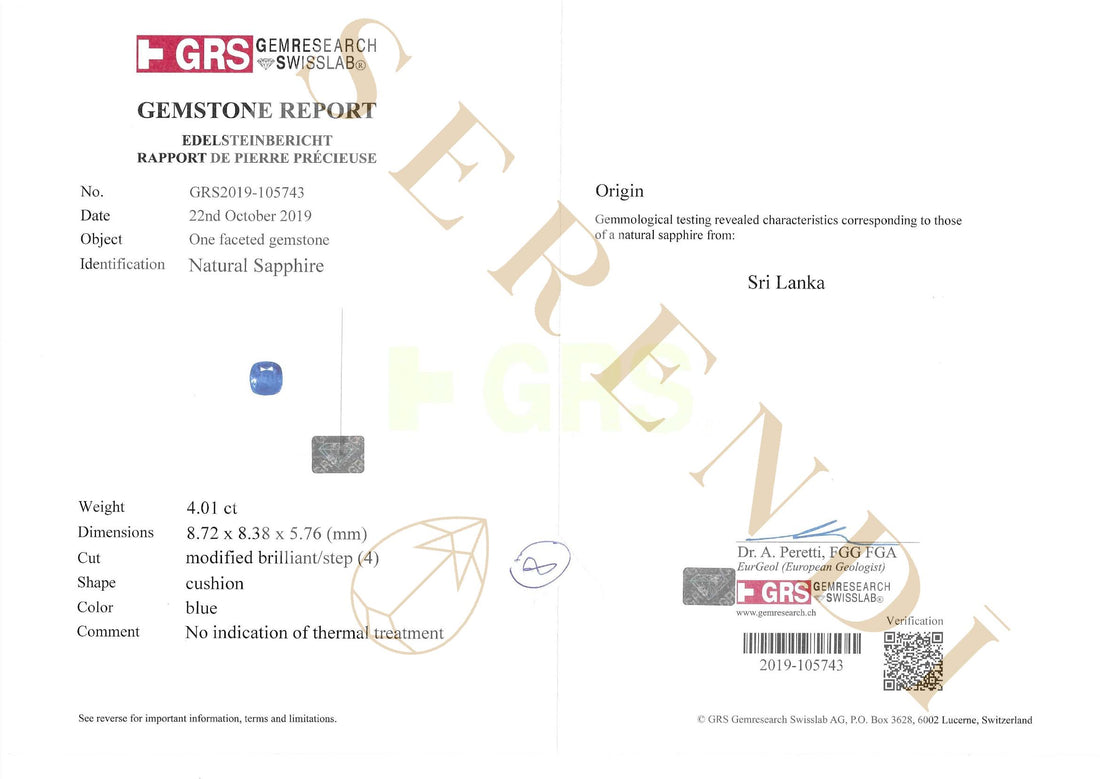 Shield of Orion Platinum Ring — GRS certificate