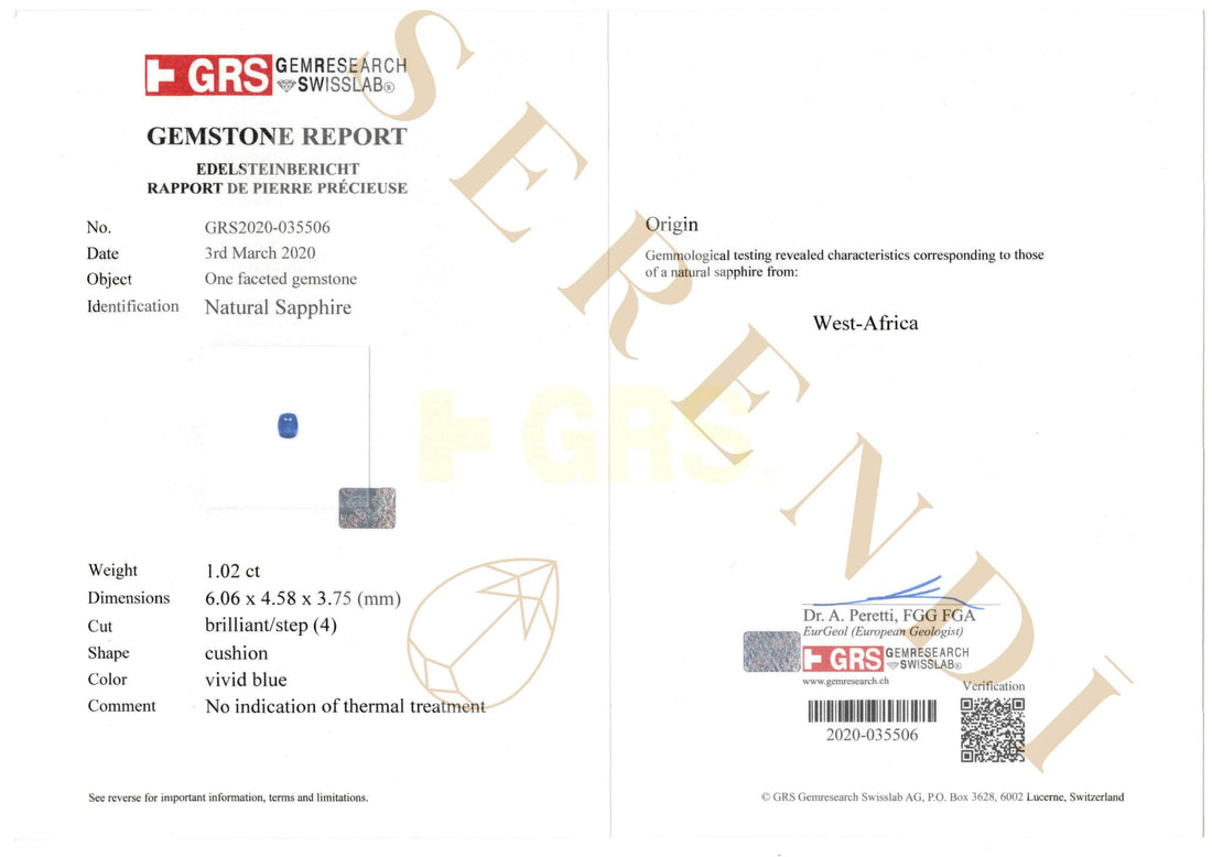 Allure Blue Sapphire Platinum Ring — GRS certificate