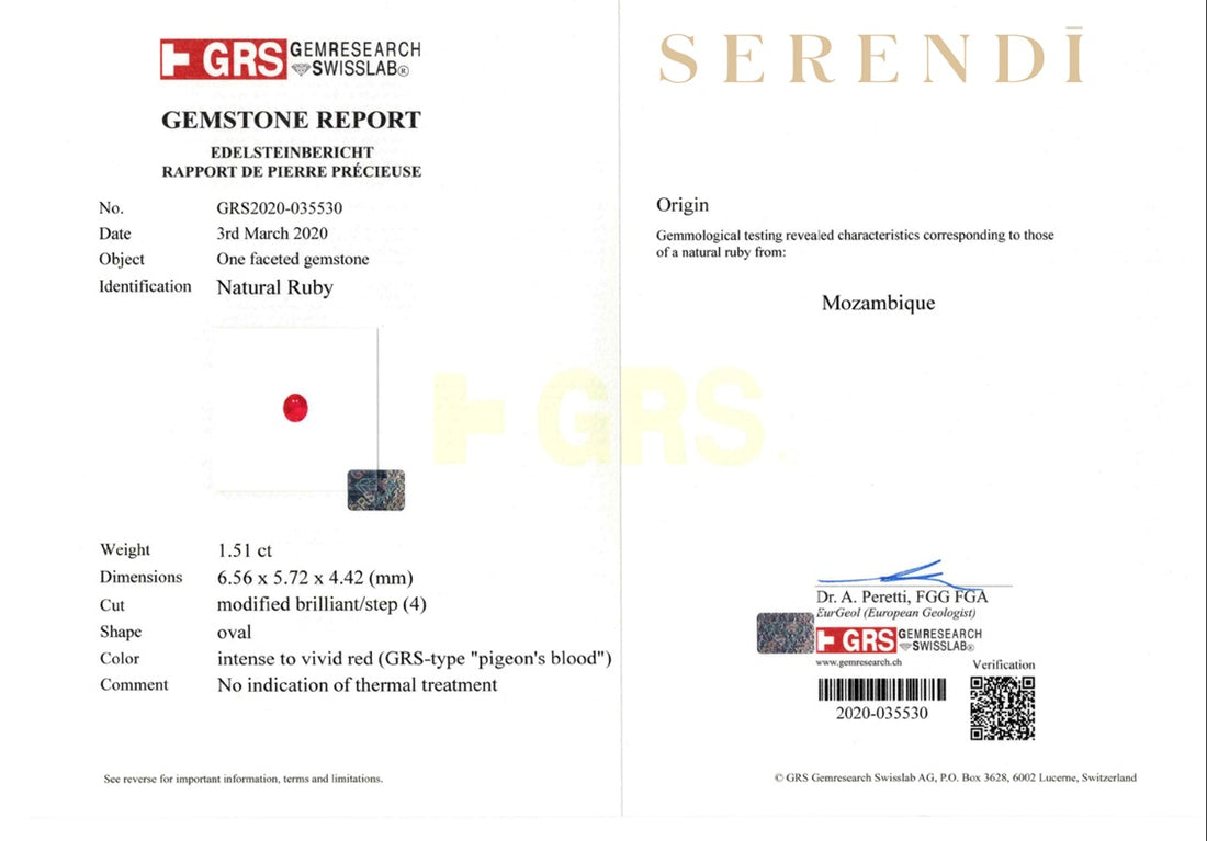 1.51ct Mozambique Ruby — GRS certificate