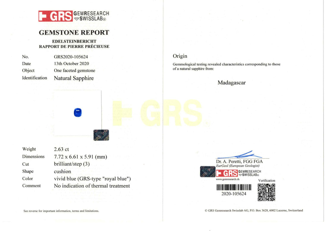 Enchanted Blue Sapphire Ring — GRS certificate