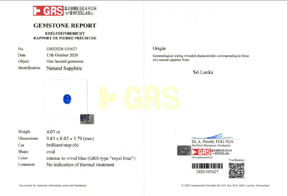 Diana Platinum Ring — GRS certificate