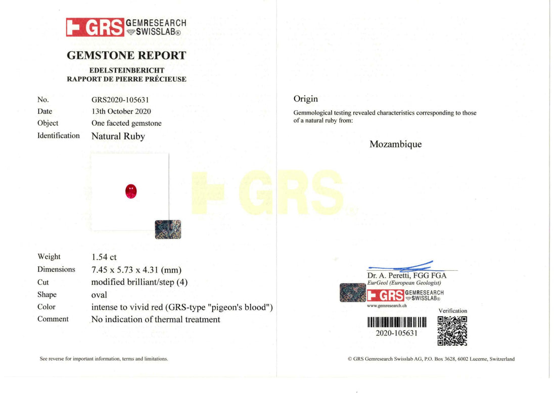 Diana Ruby Ring — GRS certificate