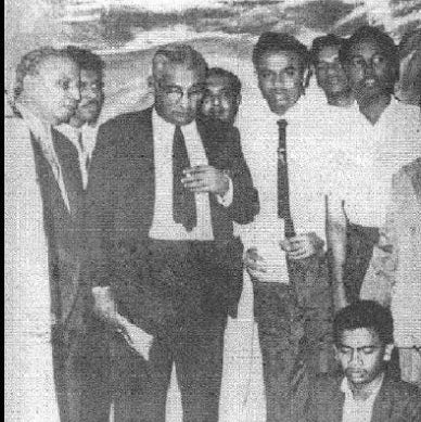 S. M. Jabir (far left) with Hon. Prime Minister Dudley Senanayake, the second Prime Minister of Sri 