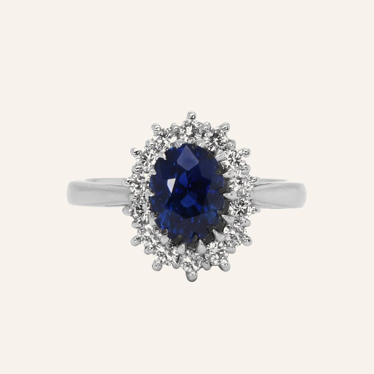 Diana Blue Sapphire Platinum Ring