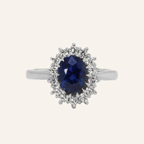 Diana Blue Sapphire Platinum Ring