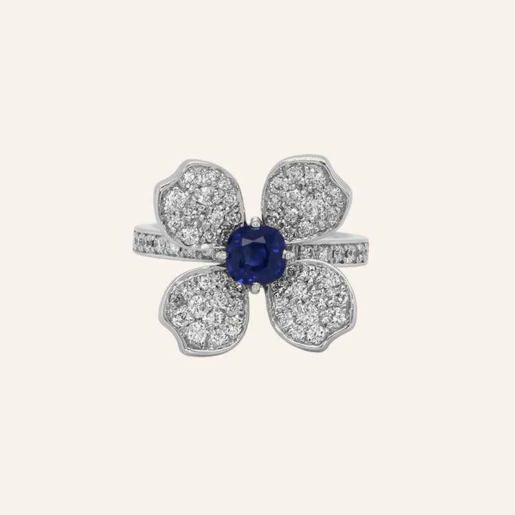 Floral Blue Sapphire Ring