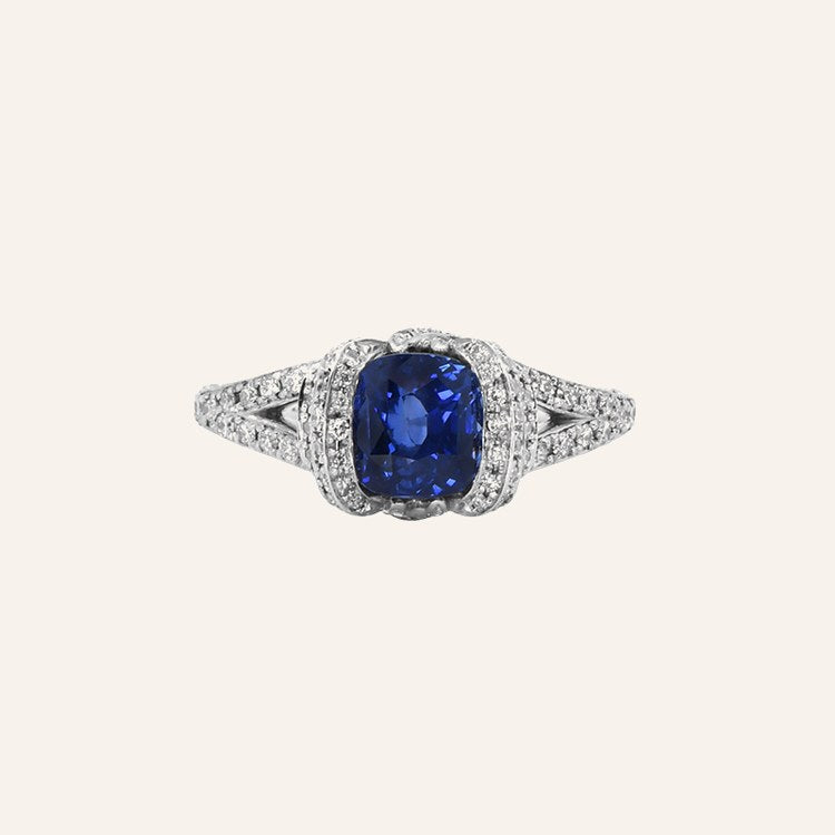 Serpentined Blue Sapphire Ring