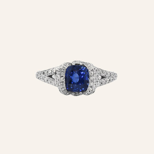 Serpentined Blue Sapphire Ring